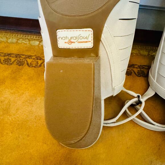 NATURAL SOUL Dayna Shell Smooth Cream Slingback Stacked Block Heel Sandals 8.5 W - Picture 11 of 12